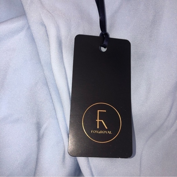 Fox & Royal Slinky Midi Robe Sky Blue Size Medium Pockets Attached Tie Belt NEW - Picture 3 of 9